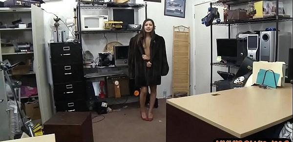  Girl in furry coat banged by pawn keeper